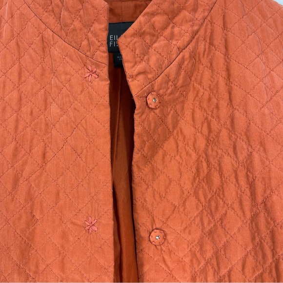 ✨Eileen Fisher Rust Orange 100% Silk Quilted Vest Small - Picture 15 of 16